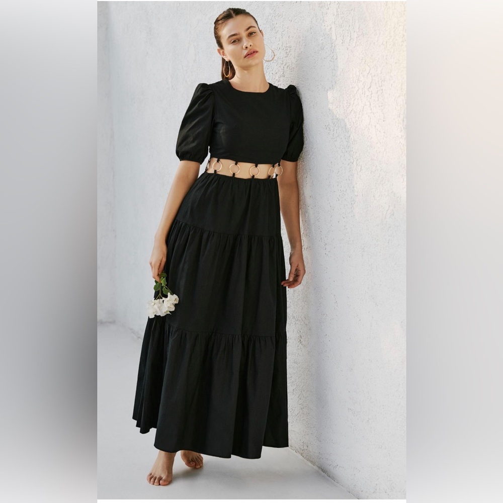 Anthropologie Charlie Holiday Black Andrea Maxi Dress Medium